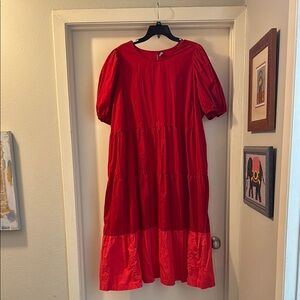 Old Navy Red Ruffled Tiered Midi Sundress